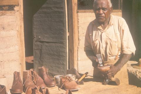 Shoe making at the tannery.