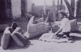 Wilfrid Swift making new pack saddles at Hermannsburg