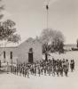 Children lined up in front of school