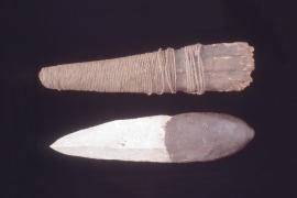 Western Arrarnta stone knife and sheath made of bark